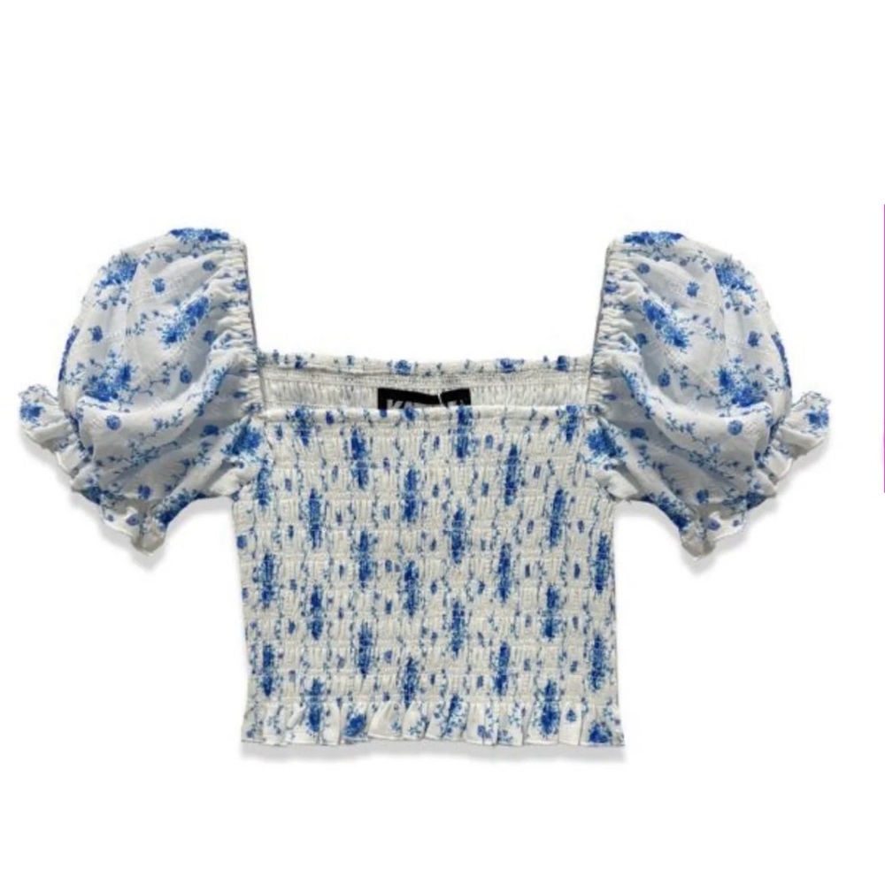 KATIE J NYC MARLEE PUFF SLEEVE PRINT TOP GIRLS SIZE LARGE